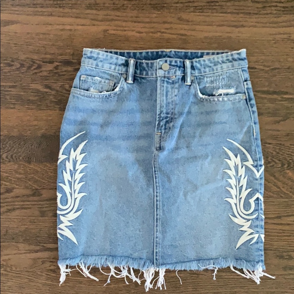 Embroidered mini jean skirt